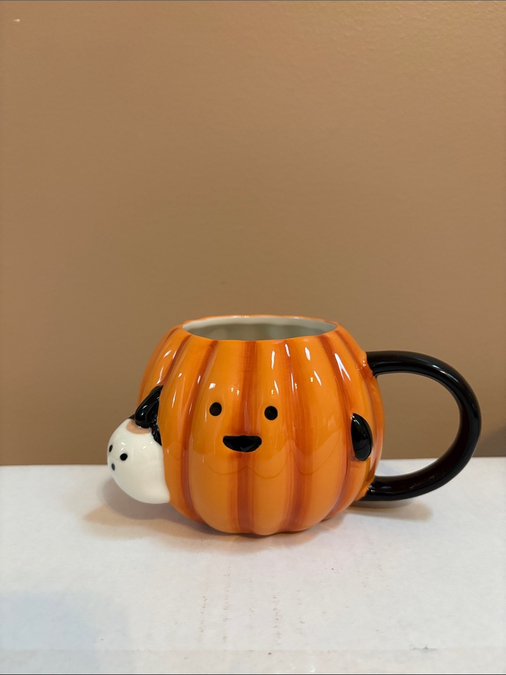 Cute Orange Halloween Pumpkin Ceramic Mug with Black Handle